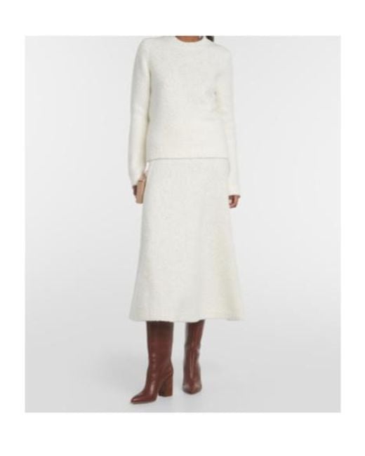 Gabriela Hearst White Pablo Wool And Silk Bouclé Midi Skirt