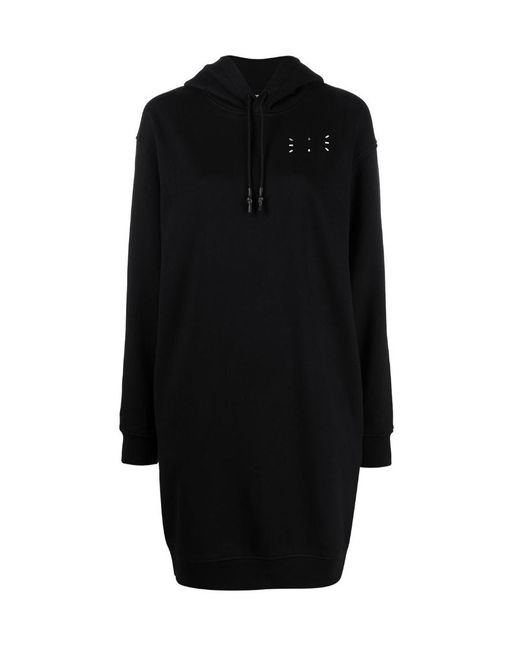McQ Alexander McQueen Black Logo Print Hooded Dress