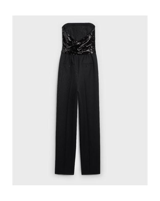 Céline Black Jumpsuit With Embroidered Bustier