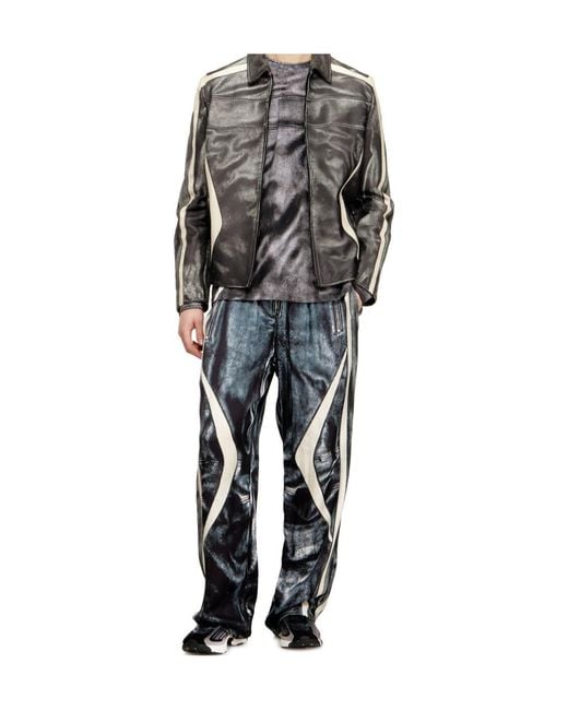 DIESEL Gray L-Amar-Enbi Leather Jacket for men