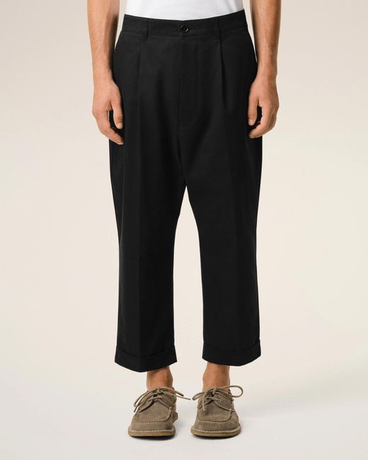 AMI Black Ami Pleated Straight Leg Trousers for men