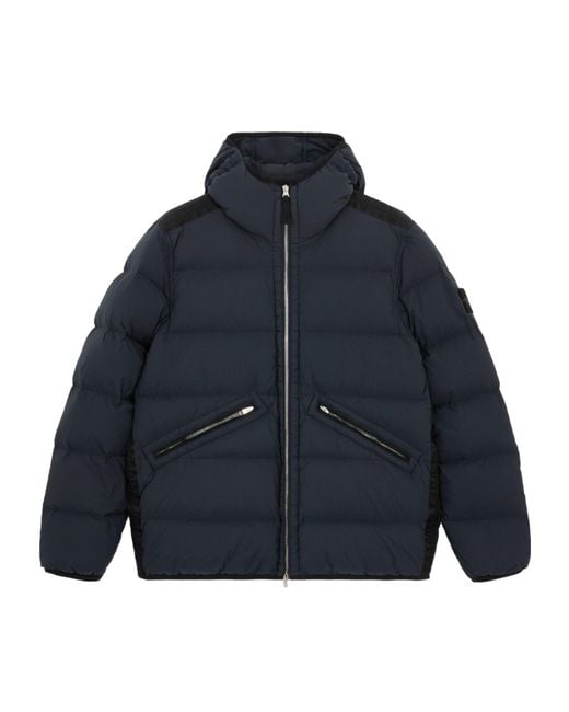 Stone Island Blue Padded Hooded Puffer Jacket for men