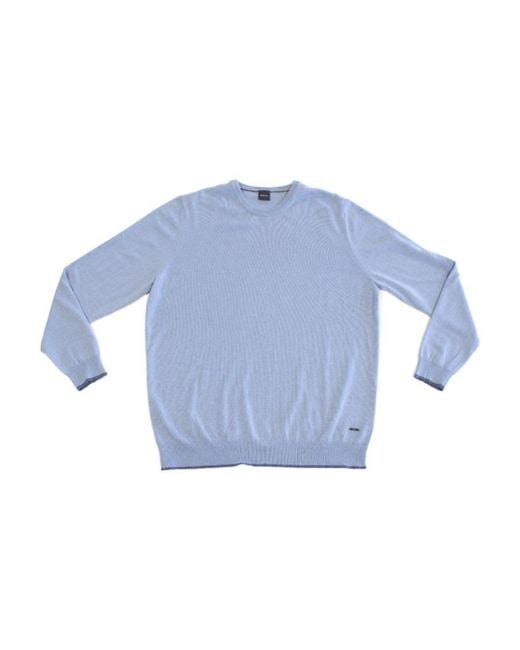 Boss Blue Long-Sleeved Round-Neck Sweater for men