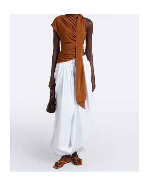 Christopher Esber Brown Vienna Draped Scarf-Detail Jersey Top