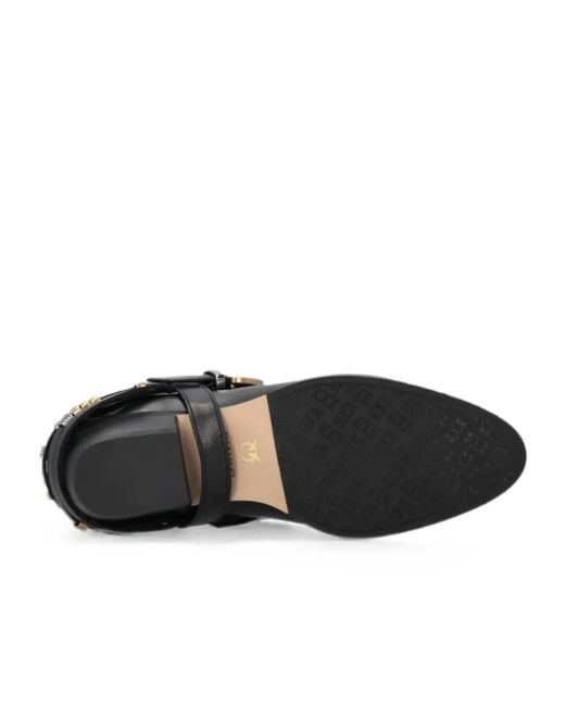 Pinko Black Buckle-Detail Leather Ankle Boots