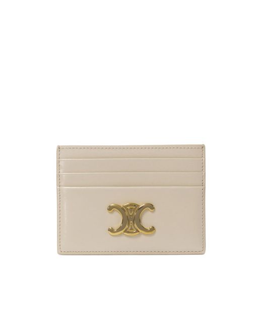 ☆☆CELINE☆☆ Celine Women's Triomphe Logo Print Card Walle CARD HOLDER IN TRIOMPHE CANVAS WITH CELINE PRINT - TAN | CELINE