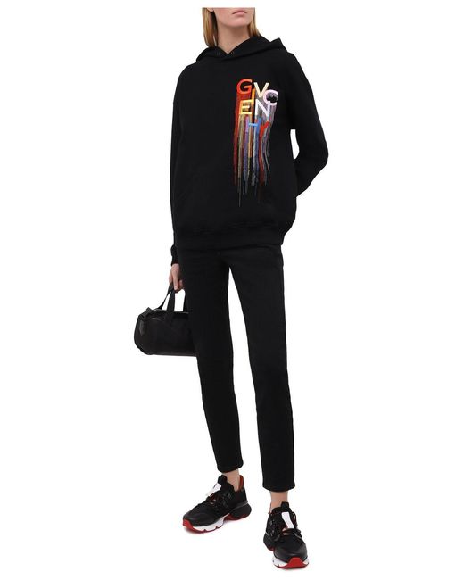 Givenchy Black Embroidered Logo Hooded Sweatshirt