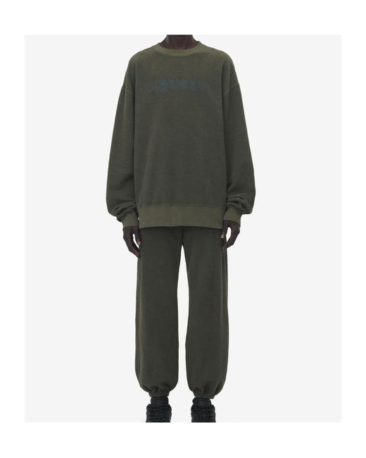 McQueen Green Logo Embroidered Crewneck Sweatshirt for men