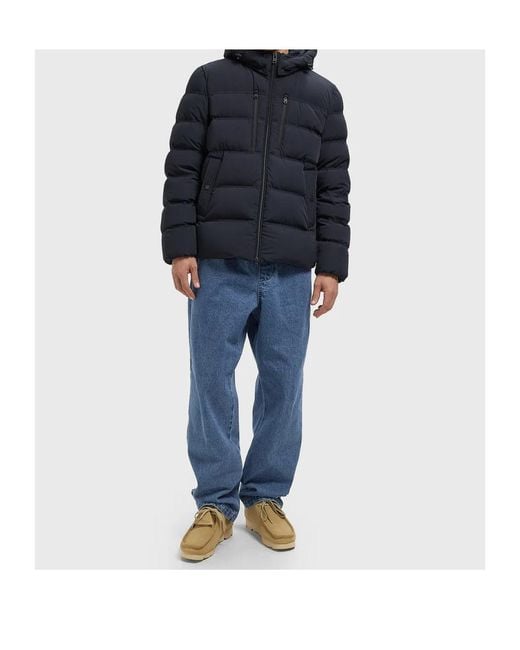 Woolrich Blue Zipped Hooded Puffer Jacket for men