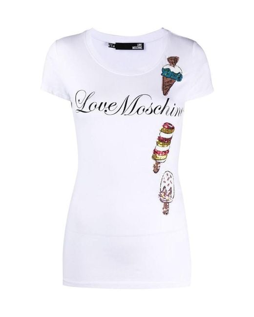 Moschino White Logo Detail T-Shirt
