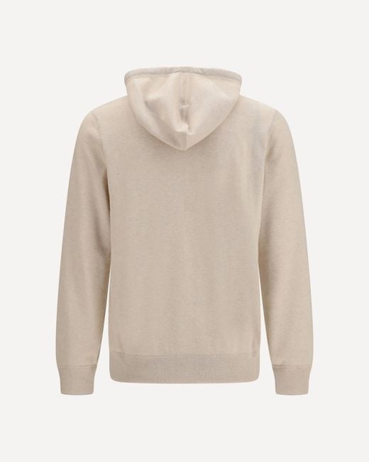 Brunello Cucinelli White Long-Sleeved Hooded Sweatshirt for men