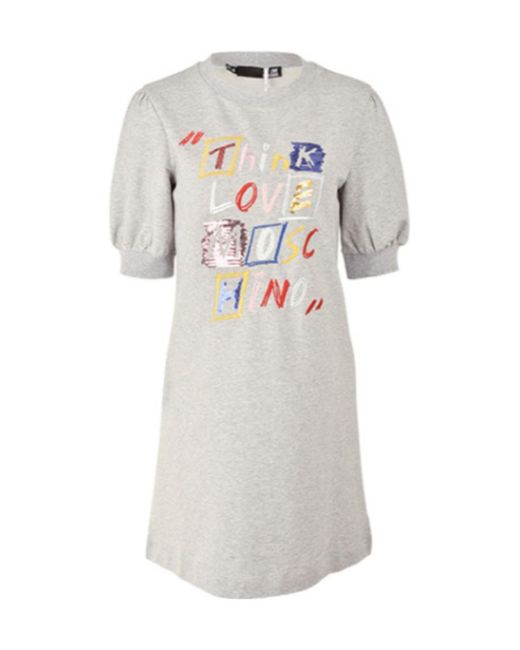 Moschino White Logo Details T-Shirt Dress