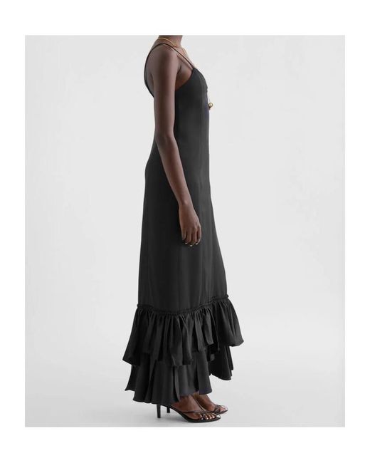 Jil Sander Black Silk Blend Ruffle Dress