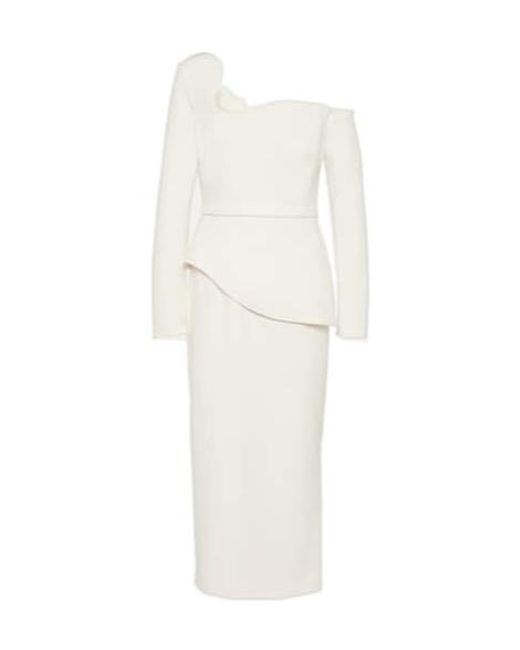 Safiyaa White Bridal Asymmetric Midi Dress