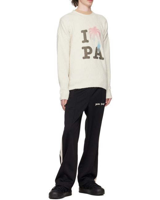 Palm Angels White I Love Pa Crewneck Knit Jumper for men