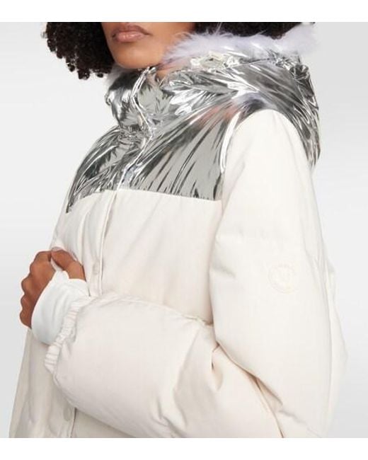 Yves Salomon White Shearling-Trimmed Down Jacket