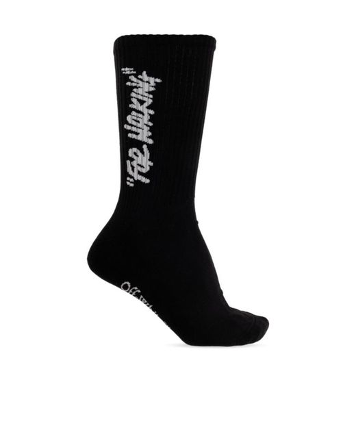 Off-White c/o Virgil Abloh Black Logo-Embroidered Socks for men