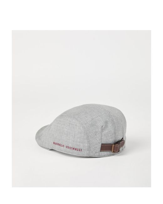 Brunello Cucinelli Gray Logo Embroidered Curved Peak Cap for men