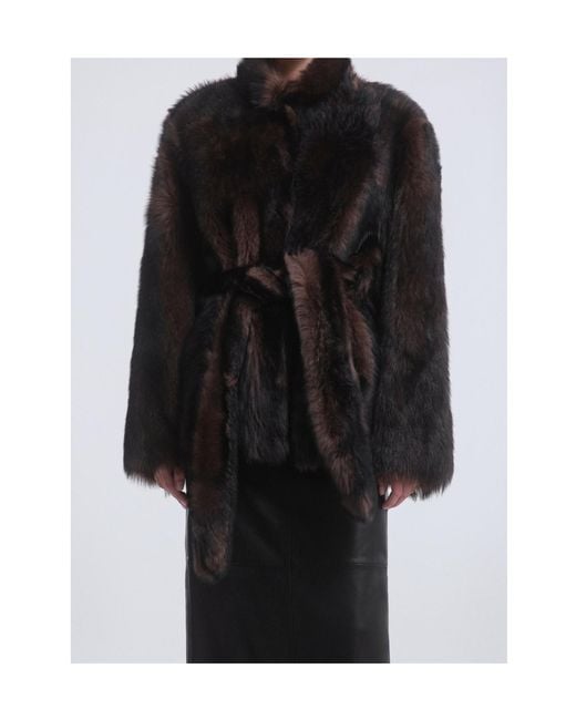 Nour Hammour Black Elsa Ladylike Shearling Coat