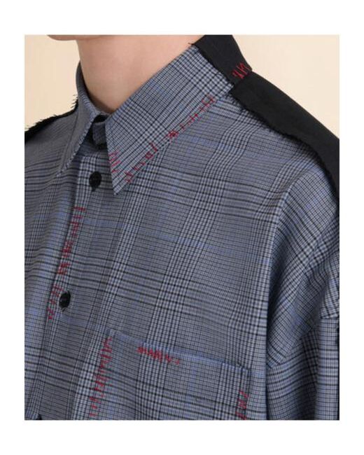Marni Blue Check-Patterned Buttoned Shirt for men