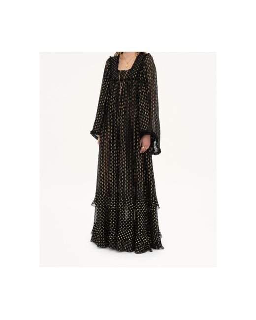 Chloé Black Ruffled Extra-Long Dress