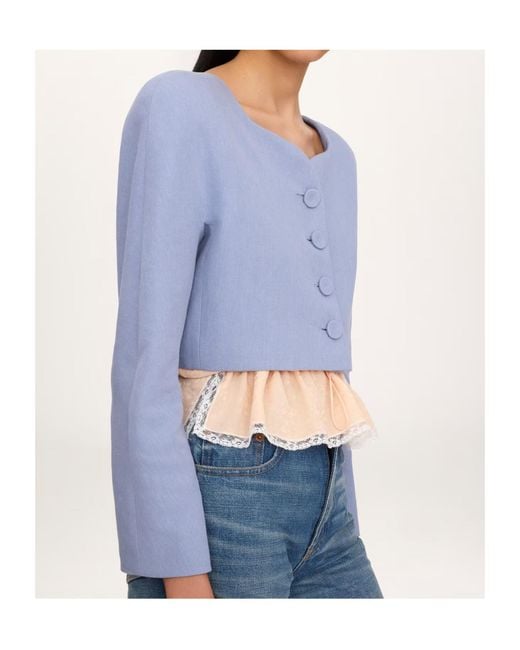 Chloé Blue Button-Up Cropped Jacket