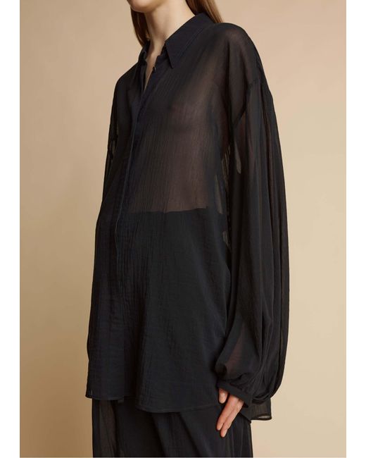 Khaite Black Long-Sleeved Sheer Top