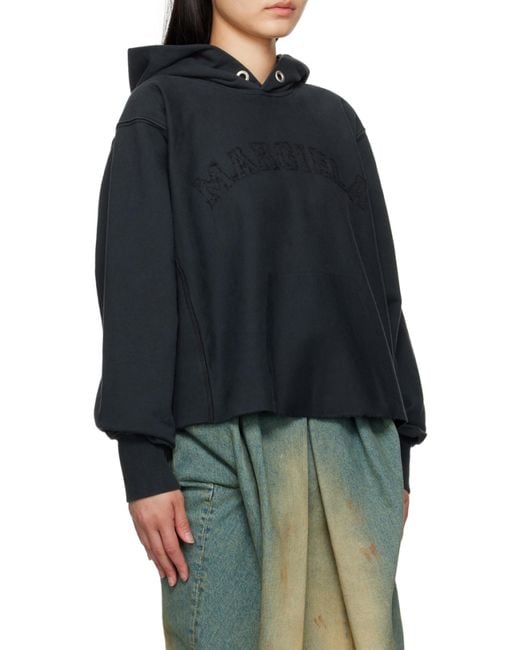 Maison Margiela Black Logo Fleece Hoodie for men