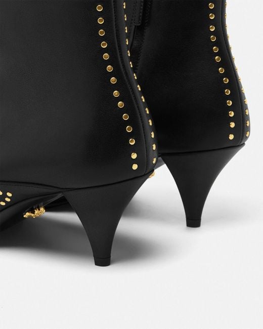 Versace Black Studded La Medusa Ankle Boots