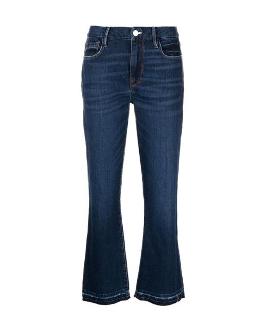 FRAME Blue High-Rise Cropped Flared Jeans