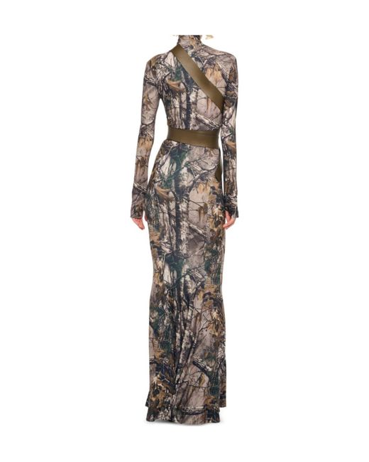 Norma Kamali Green Long Sleeve Turtle Fishtail Gown