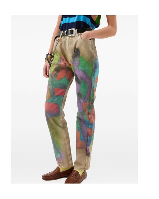 Versace Green Printed Jeans