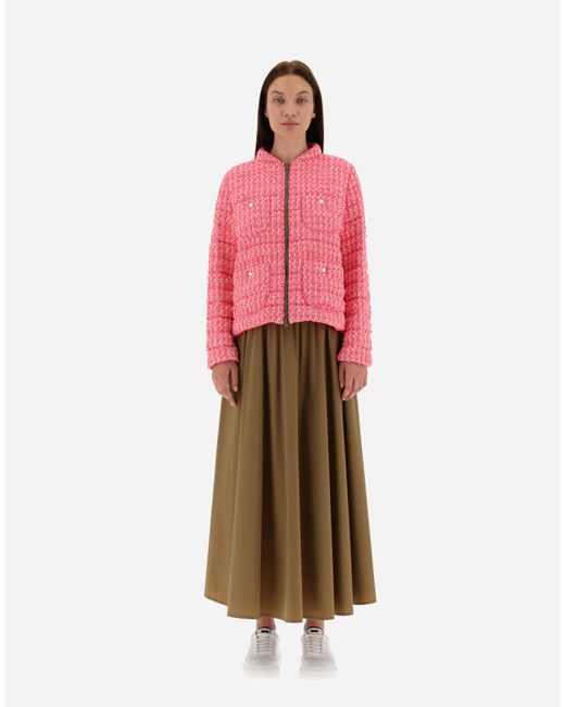 Herno Pink Tweed Bomber Jacket