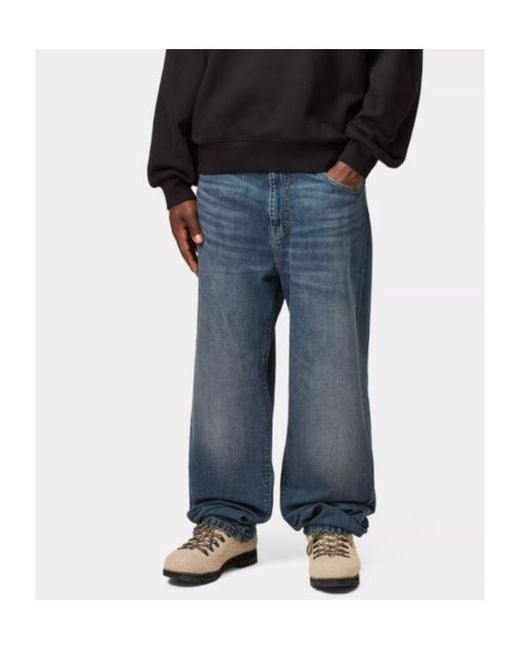 Carhartt Blue Aaron Logo Patch Jeans for men