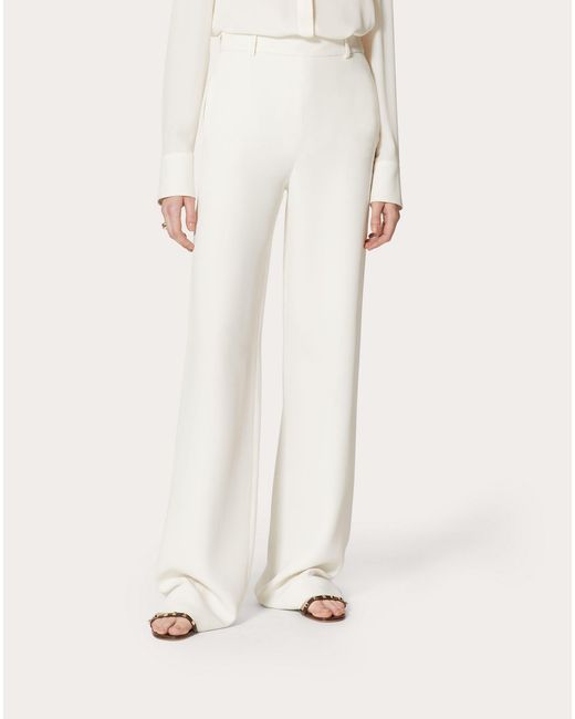 Valentino White High-Waisted Wide-Leg Trousers