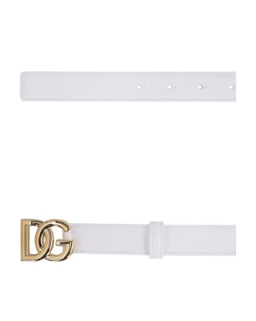 Dolce & Gabbana White Dg Logo Buckle Belt