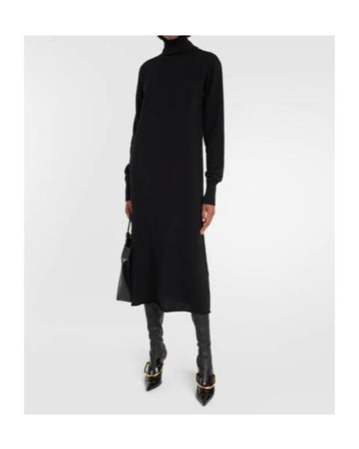 Jil Sander Black Cashmere Midi Dress