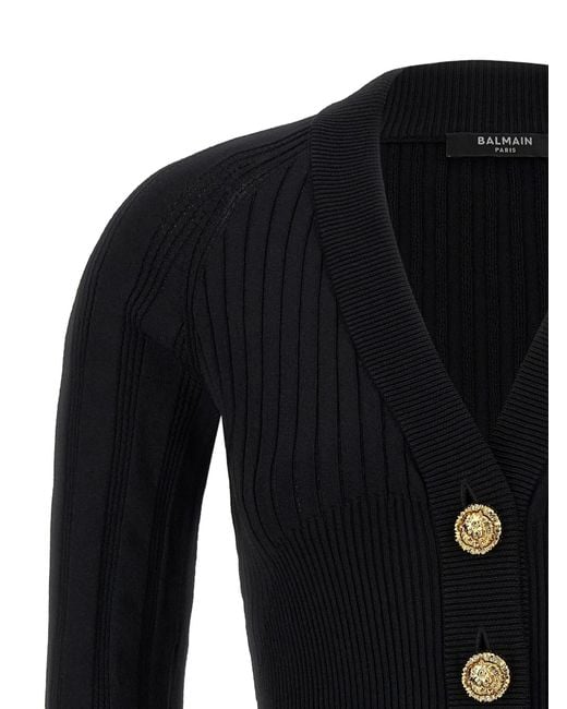 Balmain Black Buttoned Fitted Cardigan