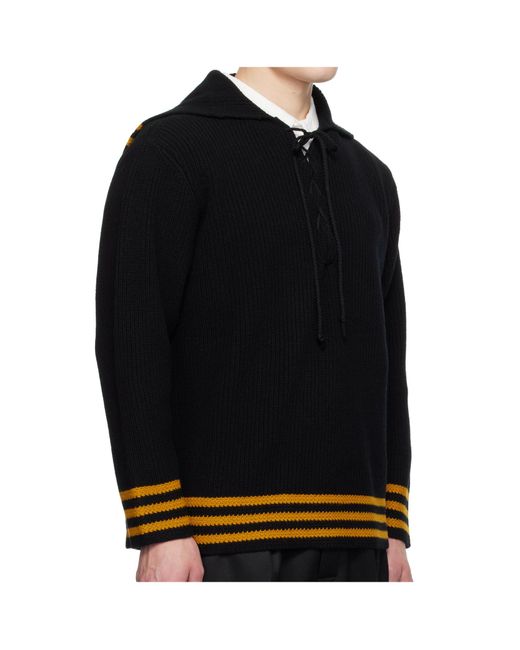 Bode Black Striped Sweater for men