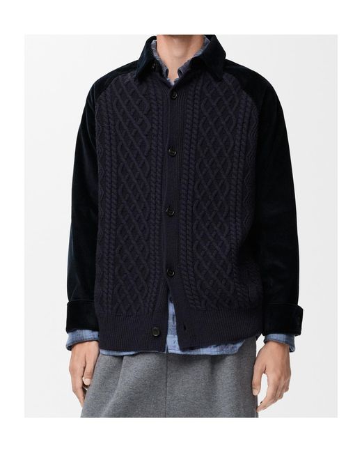 Loewe Blue Cable Knit Corduroy Jacket for men