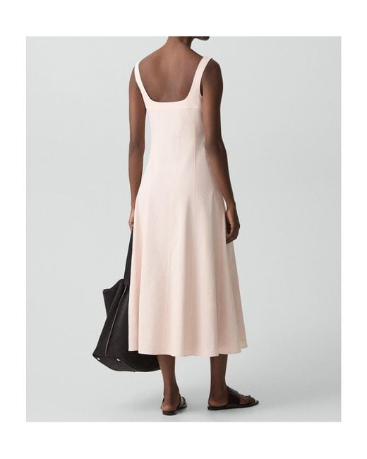 Theory Pink Seamed Square Neck Dress