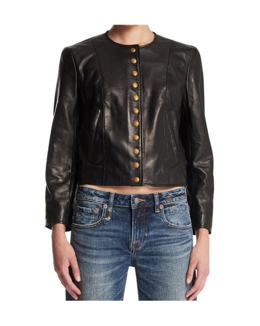 R13 Blue Long-Sleeve Leather Jacket
