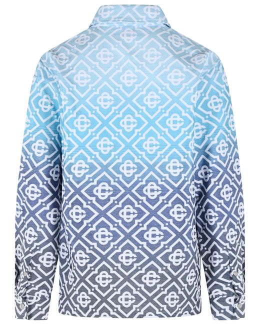 Casablanca Blue Monogram Gradient Jacquard Shacket for men