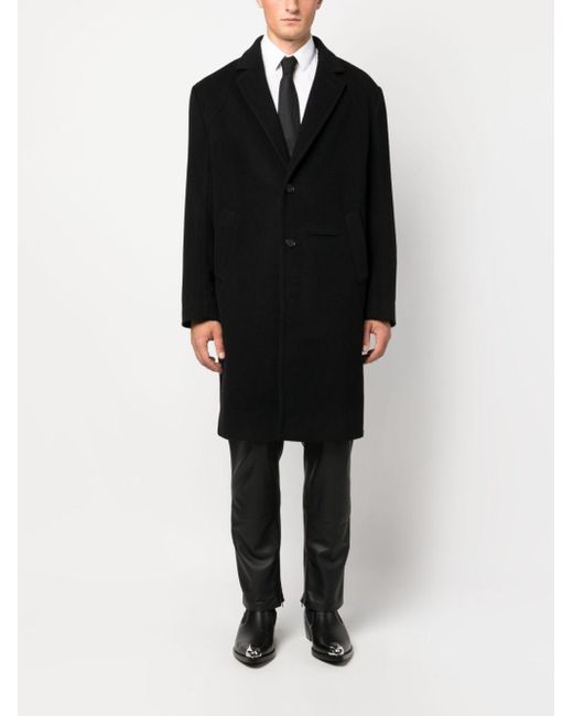 McQueen Black Single Breasted Long Sleeved Coat for men