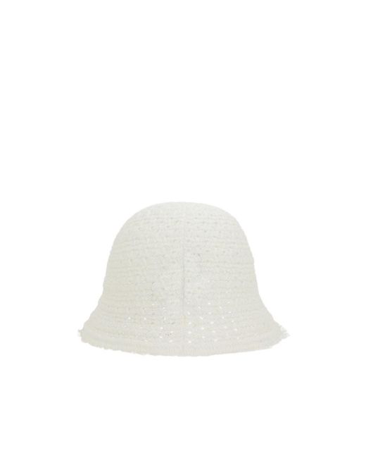 Maison Michel White Lison Knitted Cloche Hat