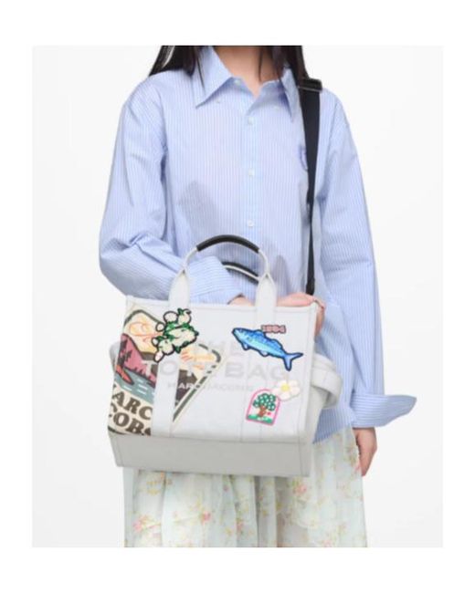 Marc Jacobs Blue The Camp Patchwork Denim Medium Tote Bag