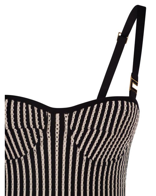 Elisabetta Franchi Black Two-Colour Knitted Dress