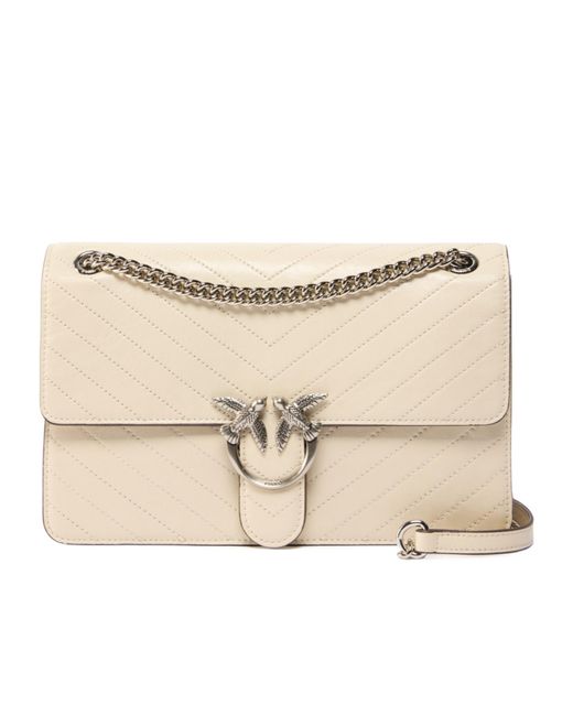 Pinko Natural Love Birds Foldover Top Shoulder Bag