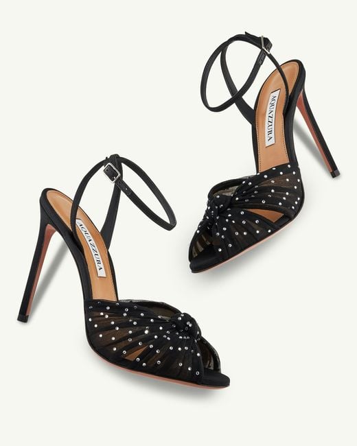 Aquazzura Black Slow Kisses Ankle Strap Sandals