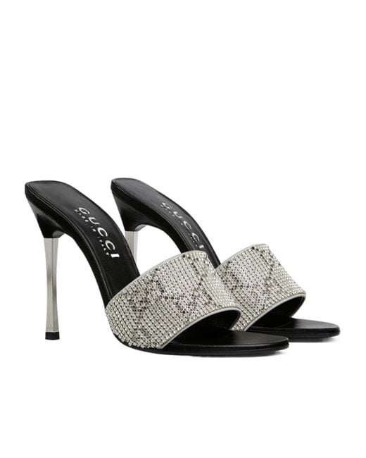 Gucci White Gg Embellished Sandals